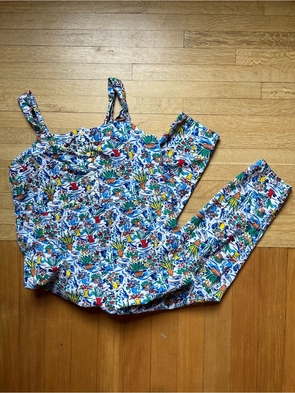 Vintage 80s 90s summer jumpsuit cotton funky colorful M